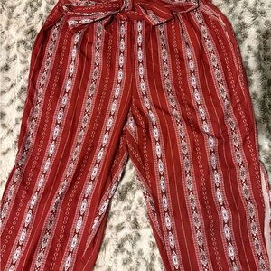 SHEIN Red Patterned Wide Leg Pants
